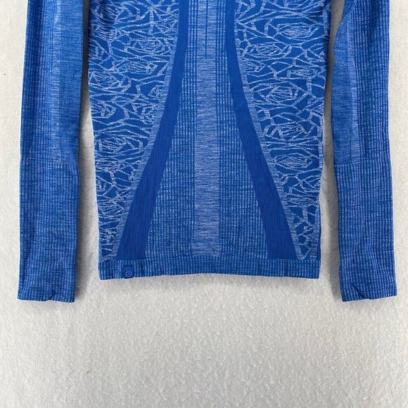 Lululemon RestlessShirt Womens 2XS Blue Knit Ribbed Compression Long Sleeve - Picture 9 of 11